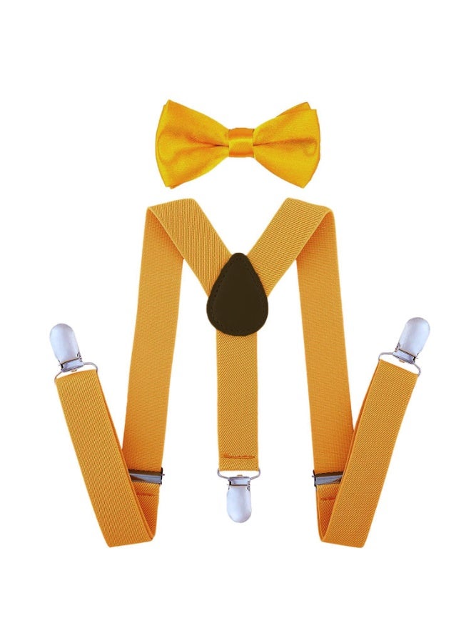 Child Kids Clip-on Suspenders Elastic Y-Shape Adjustable with Clips and Bow Tie Set for Boys and Girls - Image 1